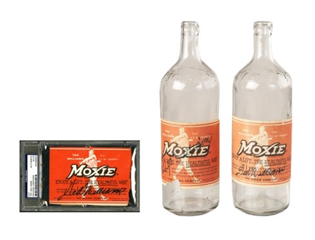 Ted Williams Autographed Moxie Bottles (2) & Label